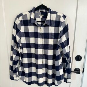 L.L. Bean navy plaid flannel button down